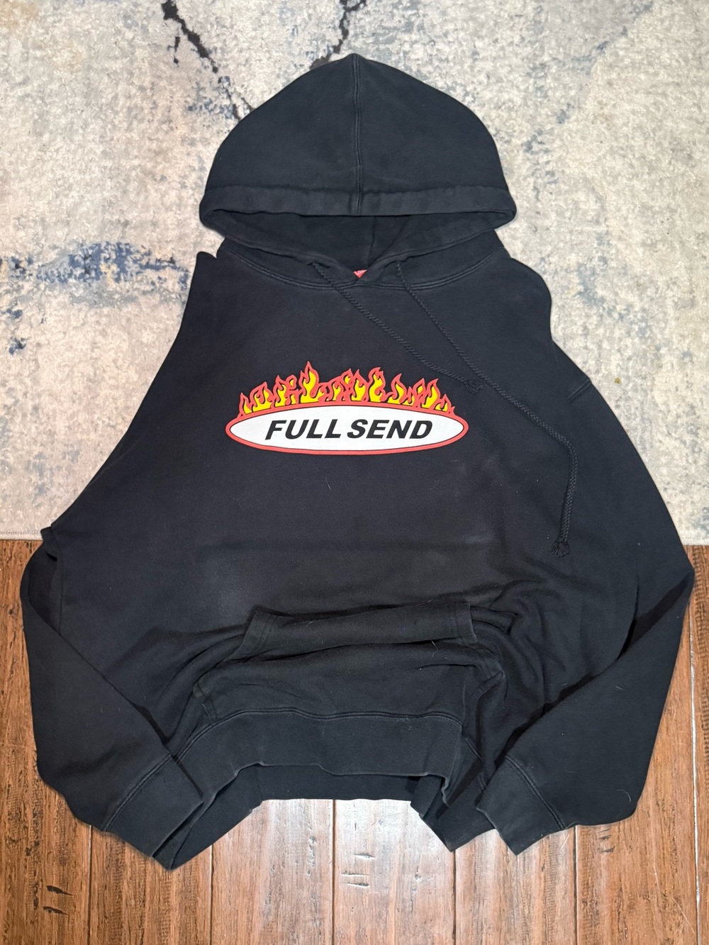 Full Send Flame Logo Pullover Hoodie Black Size XL